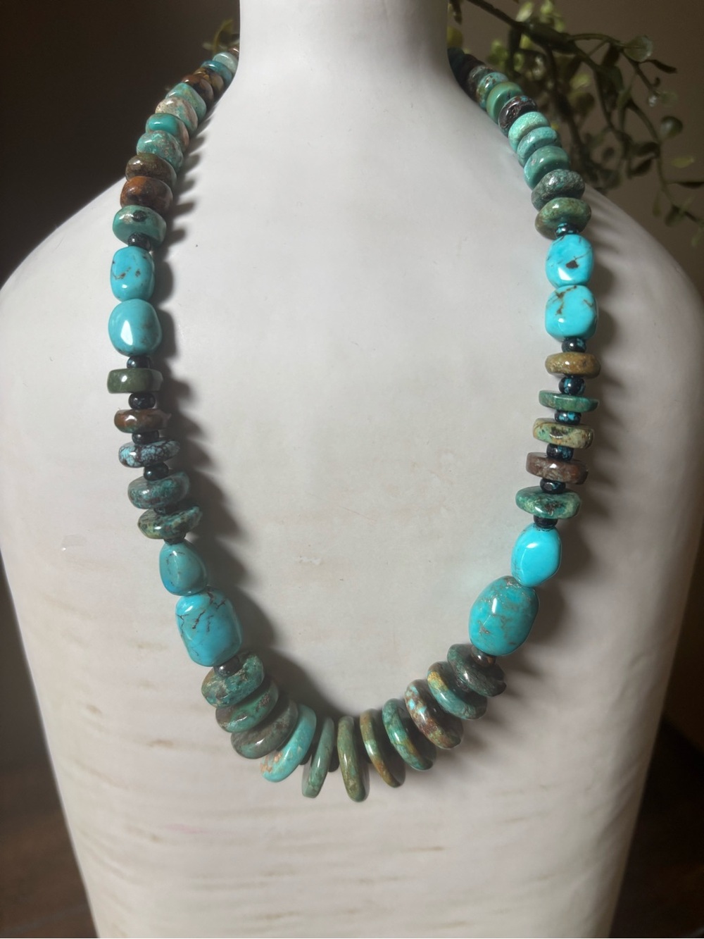 Jay King DTR 925 Turquoise Nugget Rondelle Bead Necklace NWT 18-21” Extender